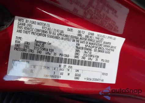 2013 Ford Focus Se из США, поврежденный, VIN 1FADP3F28DL104768